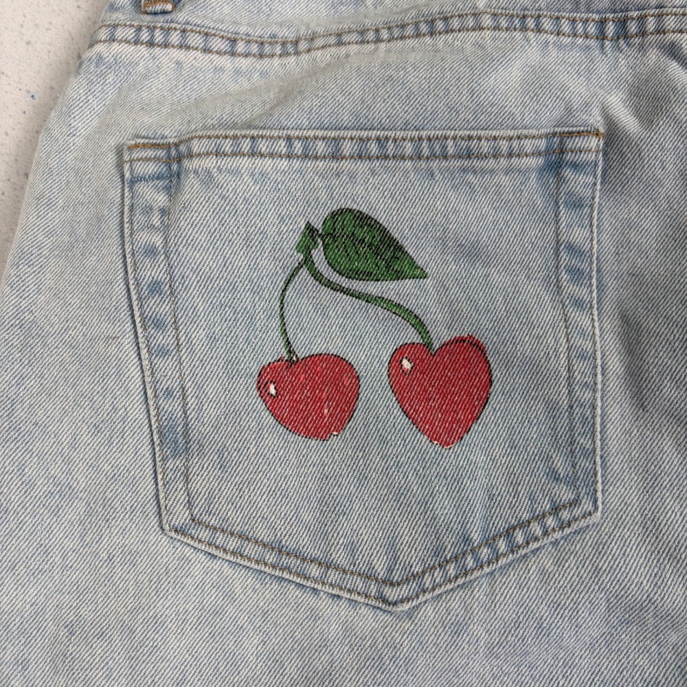 Teddy Fresh Mens Light Wash Denim Jeans Streetwear Y2K Graphics Funky Size 34 - Picture 10 of 11